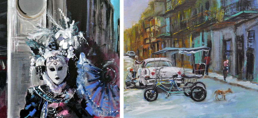 Rouge de Venise et vert cubain - Jean Perronnet Peinture